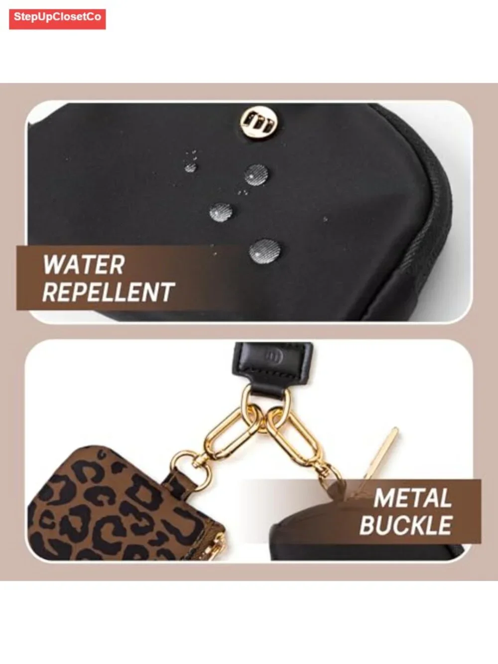 Dual Pocket Keychain Wallet Wristlet - Detachable Coin Purse - Nylon Water